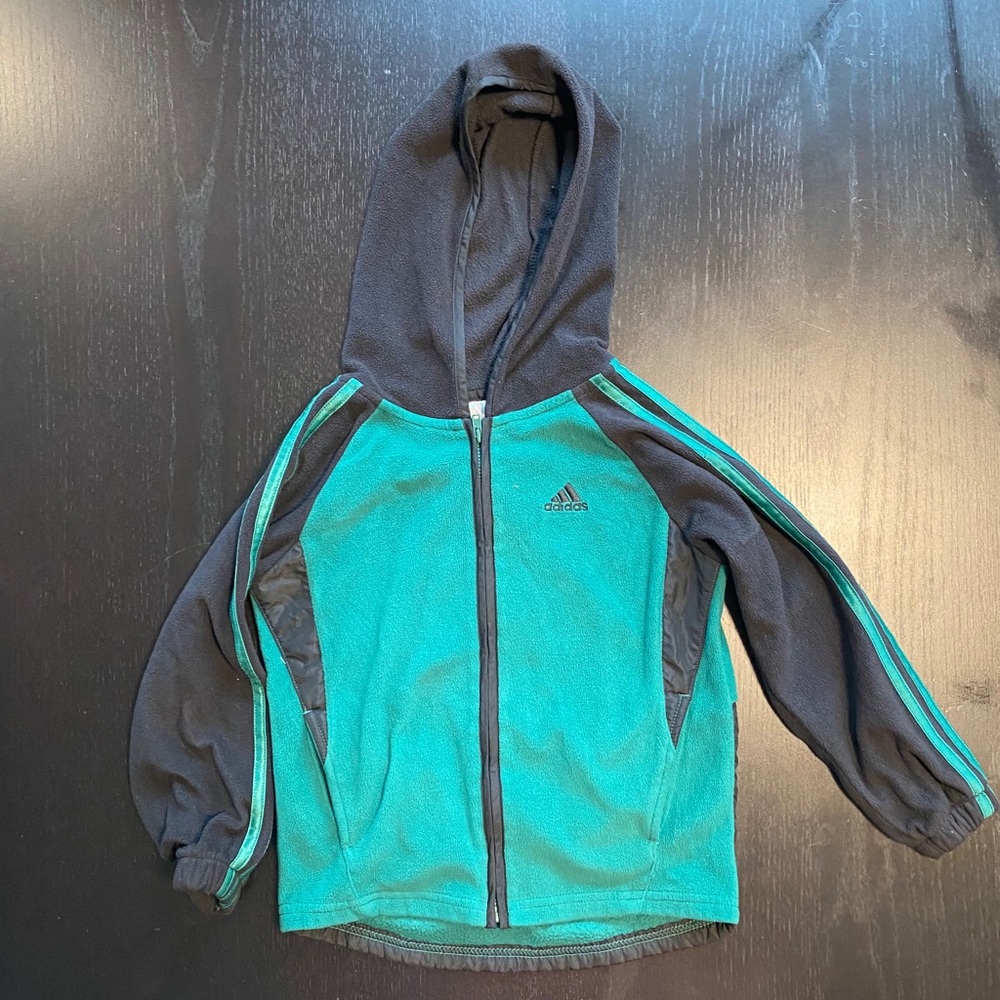 Adidas Hoodie Fleece Black and Green Size 4T
